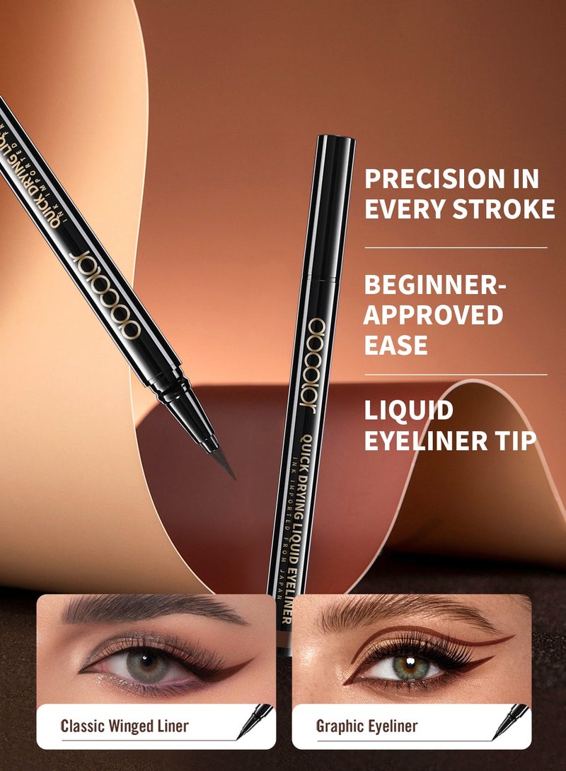 docolor Rich Brown Waterproof Liquid Eyeliner – Precision Tip for Smudge-Proof Cat Eyes  - Image 3