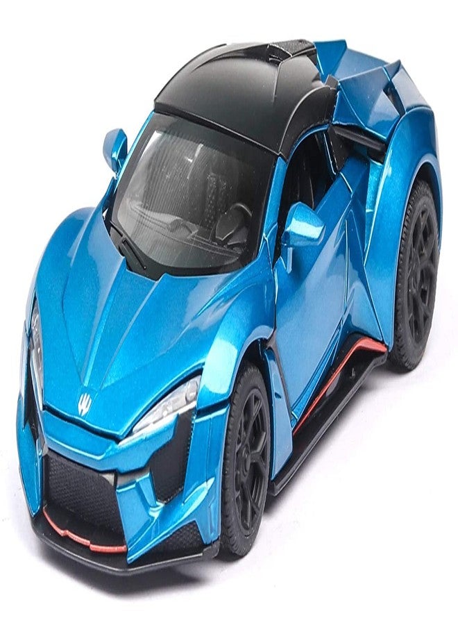 Blackzone Exclusive Alloy Metal Pullback Toy car with Openable Doors & Light, Music Boys Gifts Toys for Kids Colors as Per Stock (LYKAN Hyper Sport) - Image 2