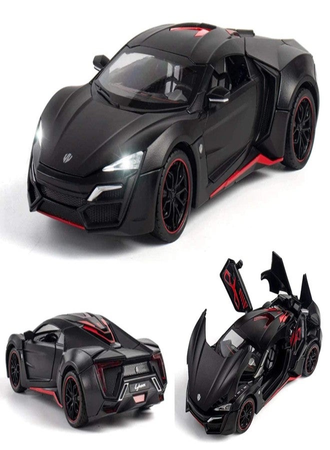 Blackzone Exclusive Alloy Metal Pullback Toy car with Openable Doors & Light, Music Boys Gifts Toys for Kids Colors as Per Stock (LYKAN Hyper Sport) - Image 1