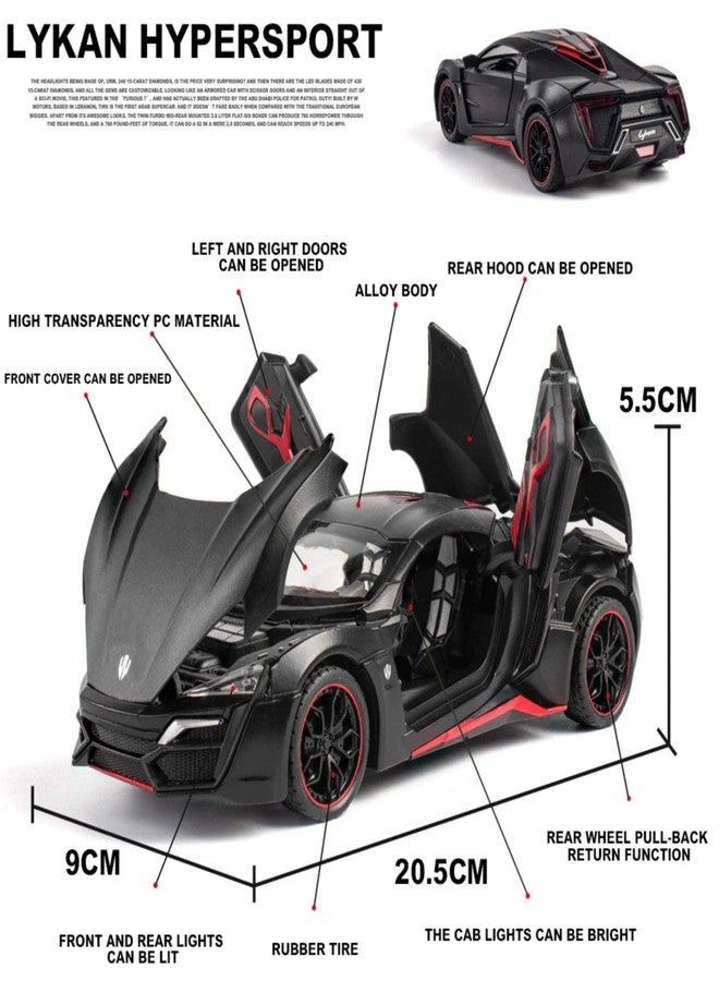 Blackzone Exclusive Alloy Metal Pullback Toy car with Openable Doors & Light, Music Boys Gifts Toys for Kids Colors as Per Stock (LYKAN Hyper Sport) - Image 5
