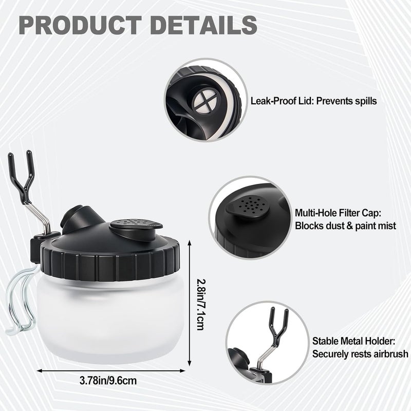 Podoy Airbrush Cleaning Kit Spray Wash Cleaning Pot Stabilizer Jar Bottles Holder with Cleaning Tools Needle Nozzle Brush - Image 2