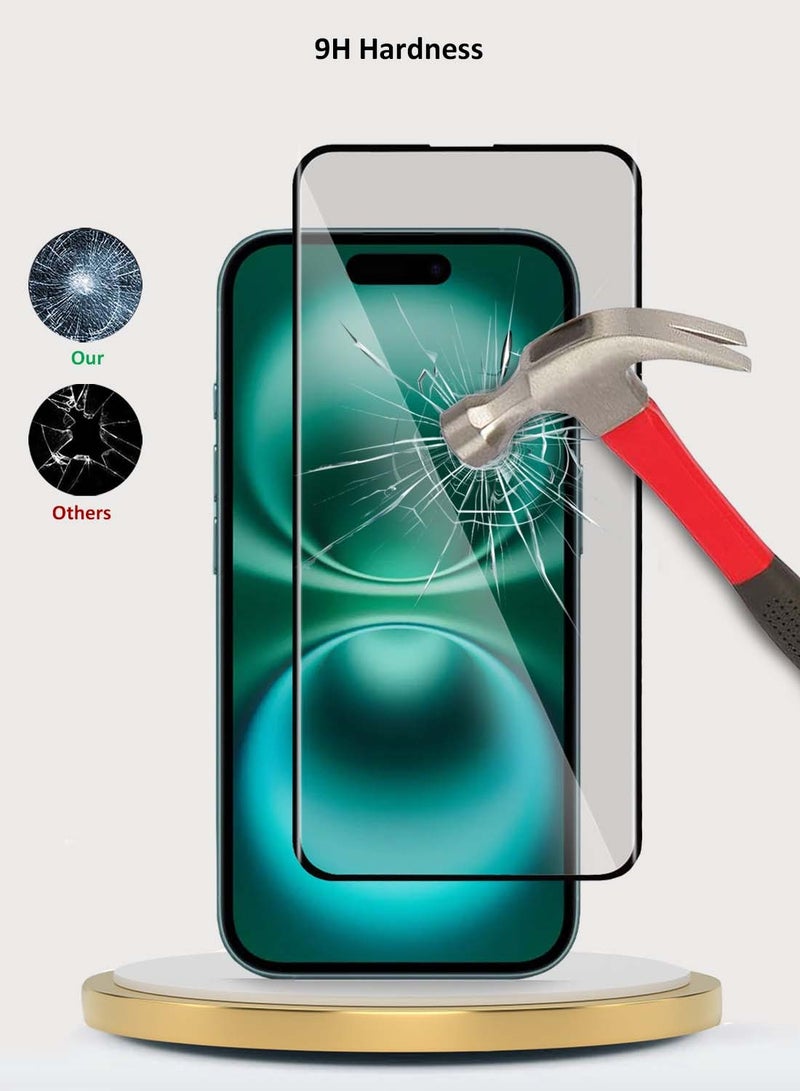 دبليو تيك واقي شاشة من الزجاج المقوى من Apple iPhone 16 Plus 2024 Premium E2E Full Glue (MSGECN) - شفاف / أسود - Image 3