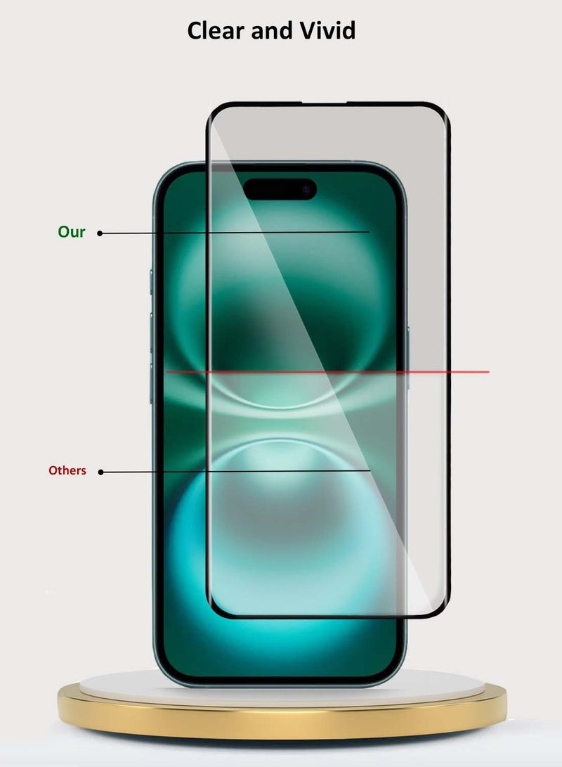 دبليو تيك واقي شاشة من الزجاج المقوى من Apple iPhone 16 Plus 2024 Premium E2E Full Glue (MSGECN) - شفاف / أسود - Image 4