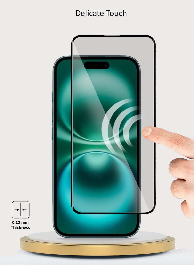 دبليو تيك واقي شاشة من الزجاج المقوى من Apple iPhone 16 Plus 2024 Premium E2E Full Glue (MSGECN) - شفاف / أسود - Image 5