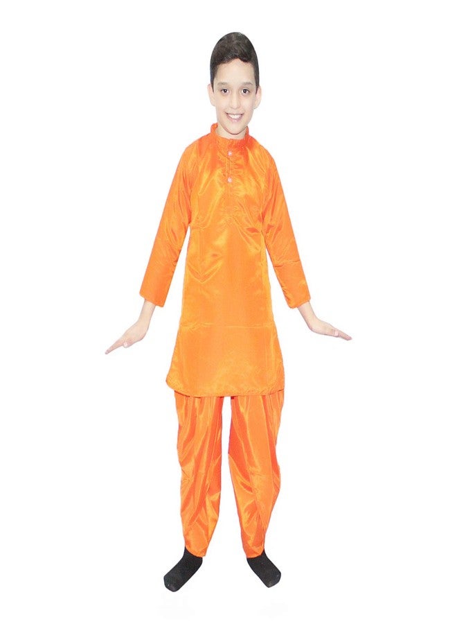 Kaku Fancy Dresses كوكو فساتين فاخرة من البوليستر ملابس هندية تقليدية دوتي كورتا للأولاد - برتقالي، 5-6 سنوات - Image 1