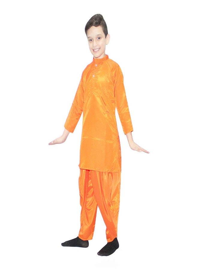 Kaku Fancy Dresses كوكو فساتين فاخرة من البوليستر ملابس هندية تقليدية دوتي كورتا للأولاد - برتقالي، 5-6 سنوات - Image 4
