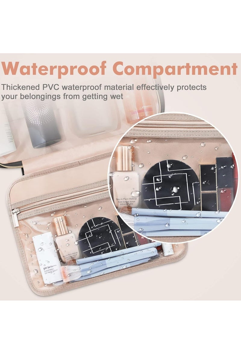 حقيبة أدوات الزينة للنساء، حقيبة سفر مستحضرات تجميل كبيرة، حقيبة أدوات زينة معلقة للحمام، حقيبة مكياج سفر سميكة مقاومة للماء من البولي فينيل كلوريد، حقيبة أدوات زينة لرحلات العمل والسفر والتخييم باللون الأسود - Image 4