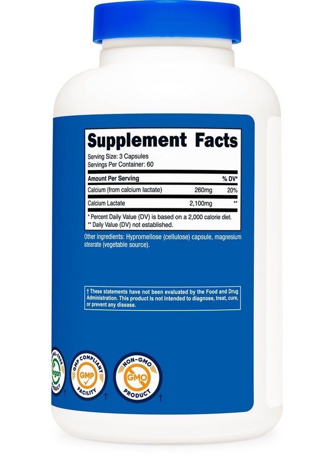 Nutricost Calcium Lactate 2,100mg; 180 Capsules - Vegan, Non-GMO and Gluten Free, 60 Servings - Image 5