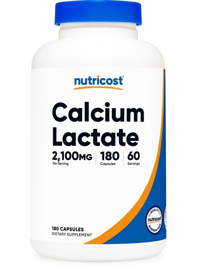 Nutricost Calcium Lactate 2,100mg; 180 Capsules - Vegan, Non-GMO and Gluten Free, 60 Servings - Image 1