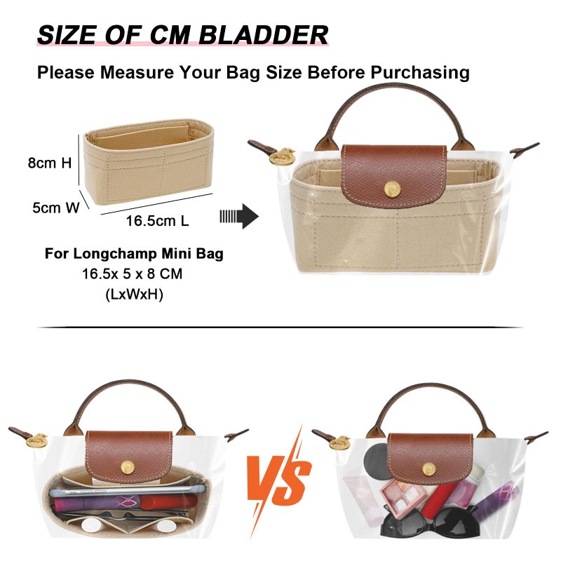 LOUKAYCCI Felt Mini Organizer Insert for Longchamp mini XS Bag,Purse Organizer Insert For Handbag - Image 3