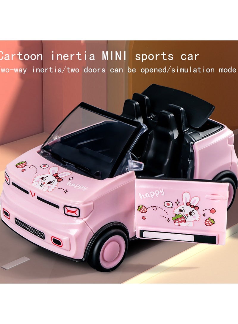 سيارة رياضية صغيرة قابلة للتحويل باللون الوردي، نموذج سيارة بلاستيكية صغيرة محاكاة كرتونية للأطفال الأولاد والبنات - Image 2