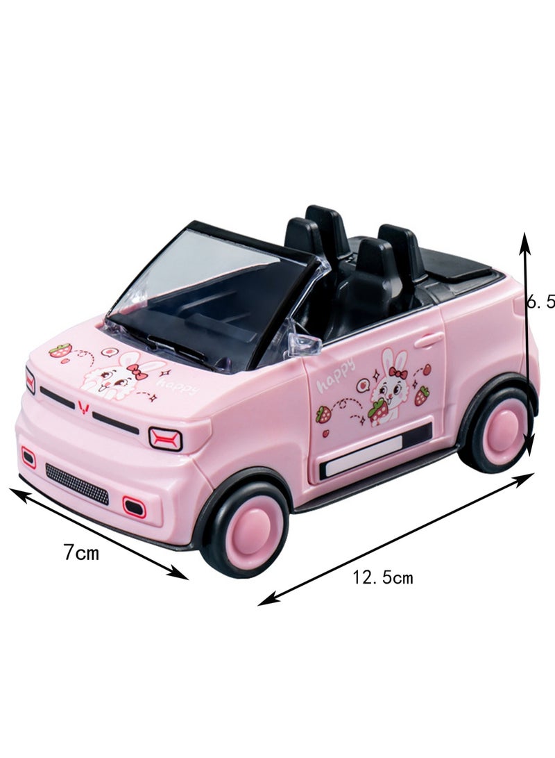 سيارة رياضية صغيرة قابلة للتحويل باللون الوردي، نموذج سيارة بلاستيكية صغيرة محاكاة كرتونية للأطفال الأولاد والبنات - Image 3