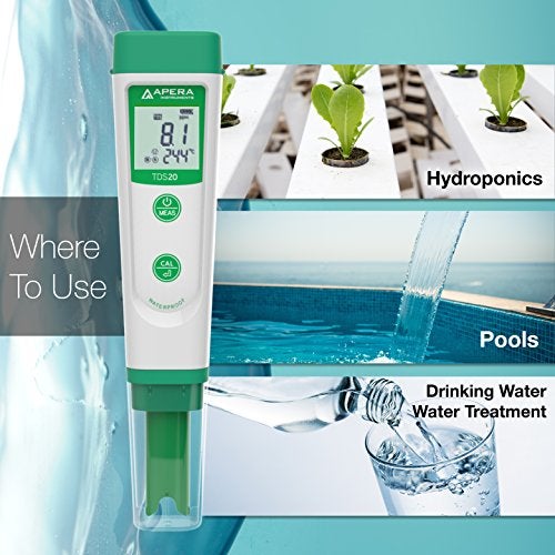 Apera Instruments AI213 Value Series TDS20 Waterproof TDS Pocket Tester kit, Accuracy: ±1% F.S, 2-Point Auto. Calibration - Image 4