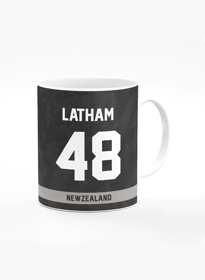 Stylizedd Designer Printed Coffee Mug with Heavy Duty Handle 11oz Ceramic Personalised Gift Mugs Cup [Microwave Safe & Dishwasher Proof ] - Cricket Player - Tom Latham, Jersey Number - 48 - Image 1
