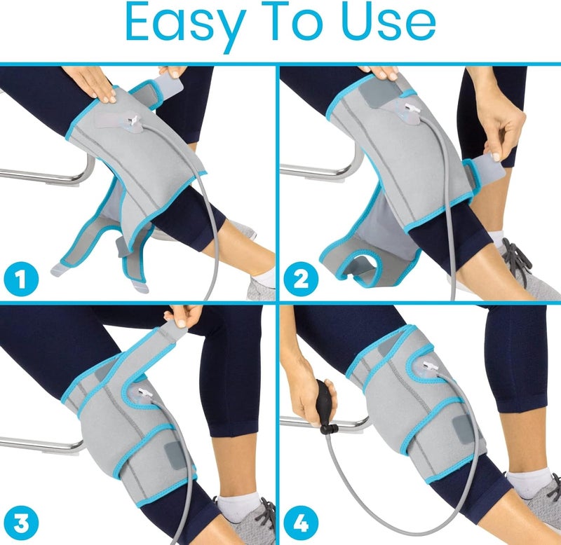 Vive Compression Knee Ice Wrap  Reusable Brace with Air Pump  HotCold Therapy for Men Women Pain Relief Swelling and Recovery Support  Adjustable and Inflatable Pack for Sports Injury Sprains - Image 4