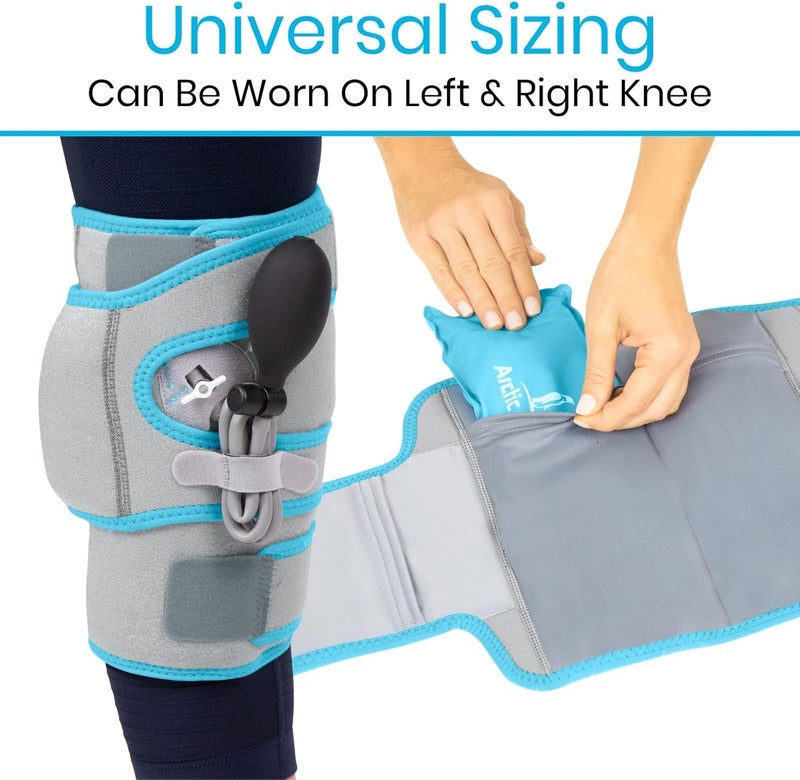 Vive Compression Knee Ice Wrap  Reusable Brace with Air Pump  HotCold Therapy for Men Women Pain Relief Swelling and Recovery Support  Adjustable and Inflatable Pack for Sports Injury Sprains - Image 5