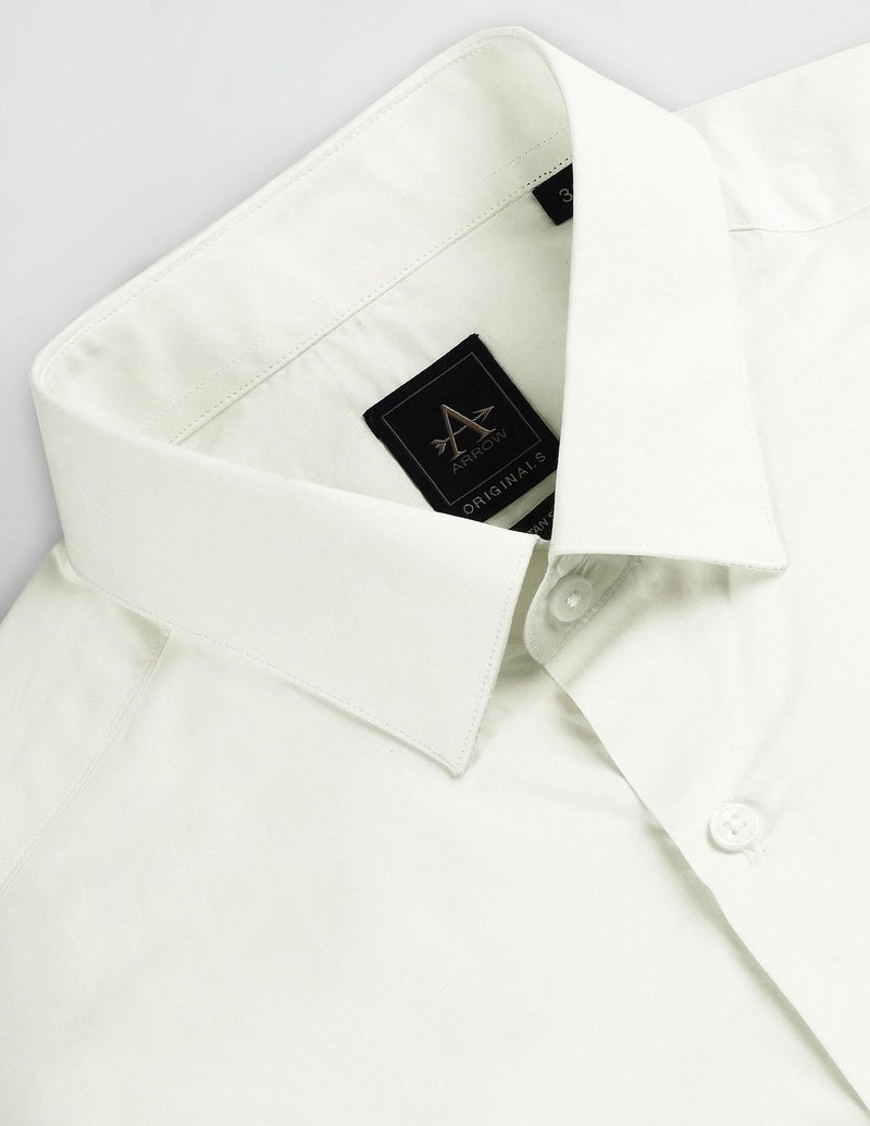 Arrow Solid Manhattan Slim Fit Shirt White - Image 3