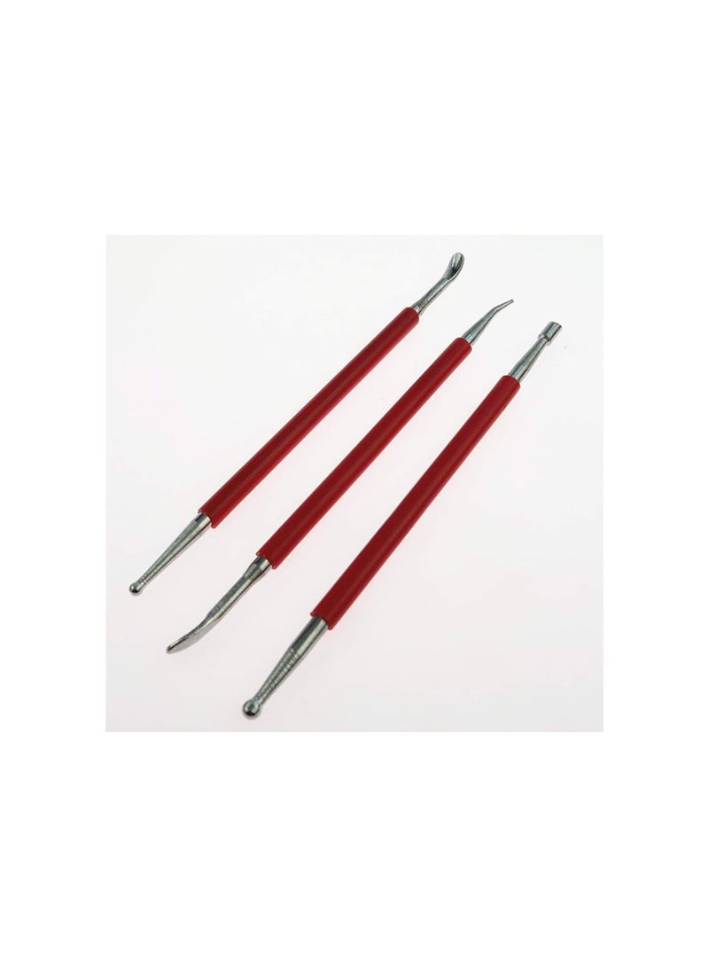 3pcs Leather Press Rub Tool Modeling Point Stylus Modelling Carving Tool Spoon Balls Embossing Carving Blade Press Tool