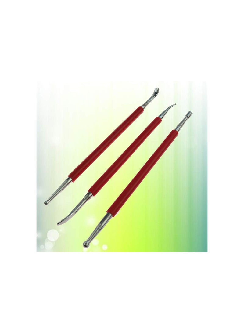 3pcs Leather Press Rub Tool Modeling Point Stylus Modelling Carving Tool Spoon Balls Embossing Carving Blade Press Tool