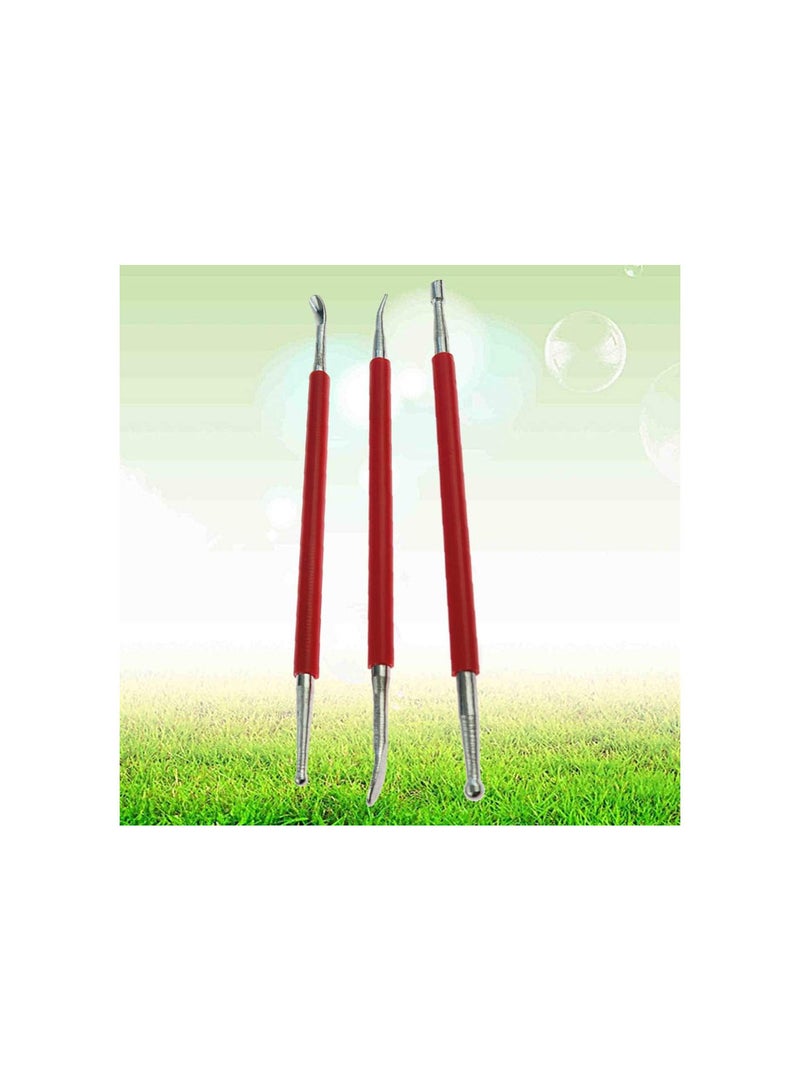 3pcs Leather Press Rub Tool Modeling Point Stylus Modelling Carving Tool Spoon Balls Embossing Carving Blade Press Tool