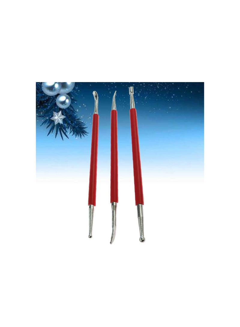 3pcs Leather Press Rub Tool Modeling Point Stylus Modelling Carving Tool Spoon Balls Embossing Carving Blade Press Tool