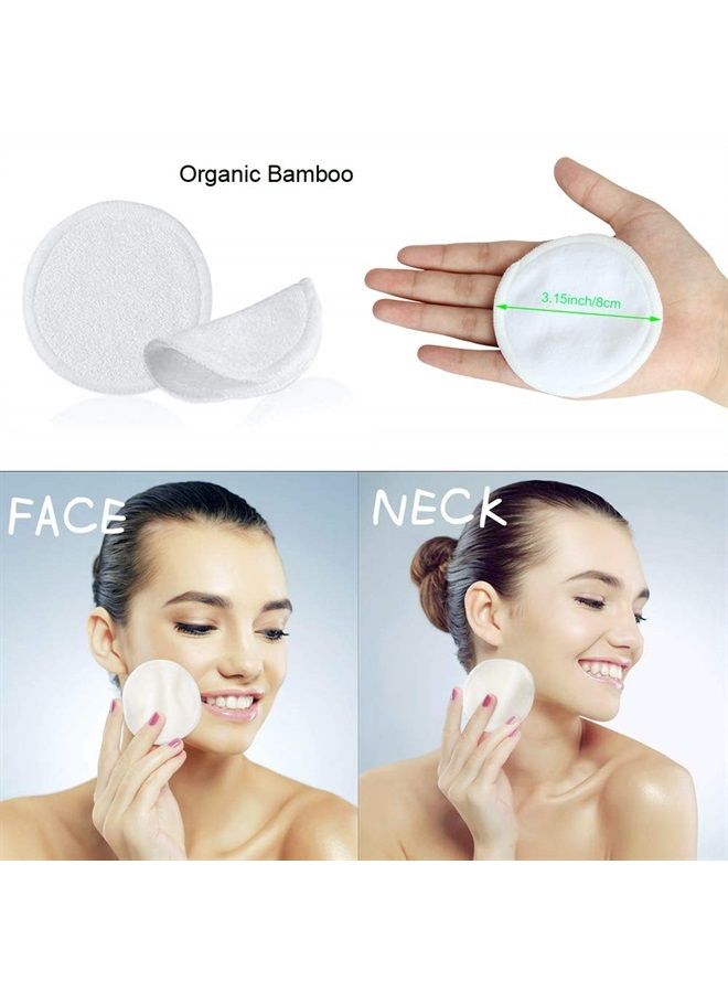 PINOWU 16 Pack Reusable Bamboo Makeup Remover Pads with Laundry Bag - 2 Layers Organic Cotton Rounds Pads, Washable Facial Cleansing Cloths Eye Makeup Remove Face Wipe (Chemical Free Bamboo Velour) - Image 5