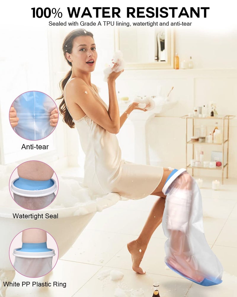 DNEOUXI Waterproof Leg Cast Cover for Showering with Non-Slip Bottom, Reusable Adult Half Leg Cast Protector Cast Bag for Shower Leg Ankle Foot After Surgery Bandage Dressing Wound Burns - Image 3