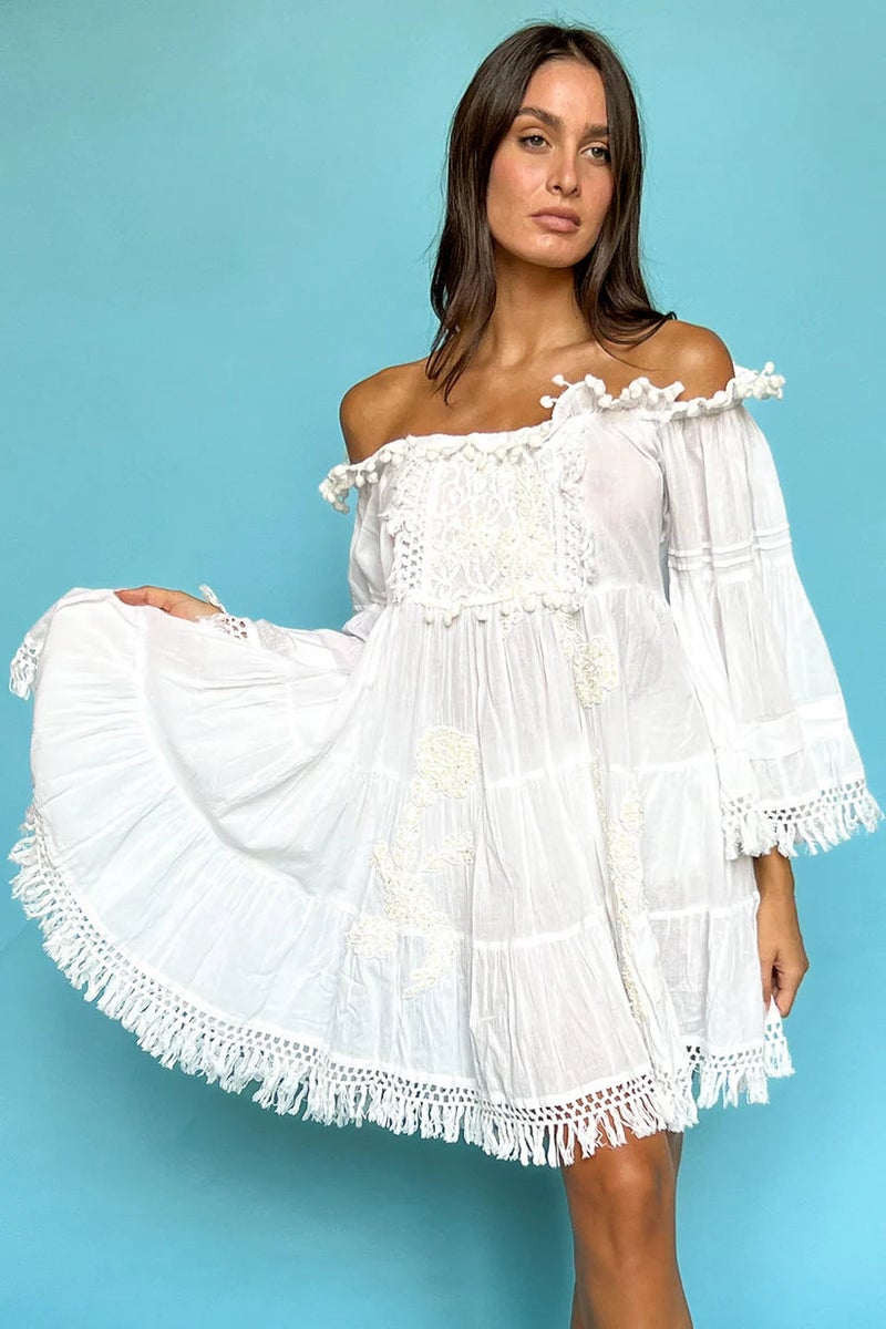 Antica Sartoria White Bardot Dress - Image 1