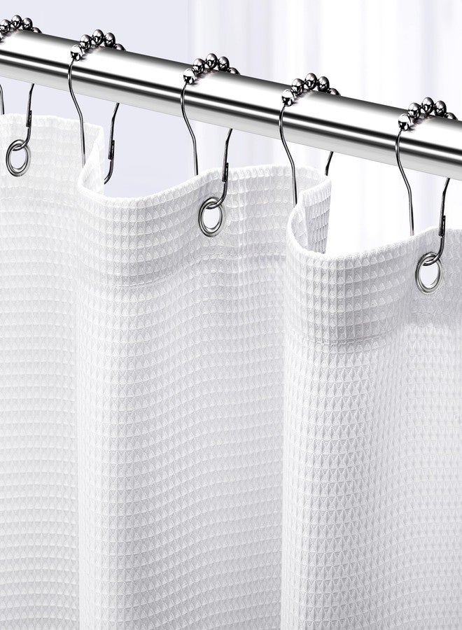 NEATERIZE Shower Curtain White - Hotel Style Shower Curtains for Bathroom with Waffle Design, 72x72 Inches - White Fabric Shower Curtain - Cortinas de Baño Elegantes - Image 1