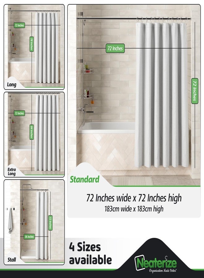 NEATERIZE Shower Curtain White - Hotel Style Shower Curtains for Bathroom with Waffle Design, 72x72 Inches - White Fabric Shower Curtain - Cortinas de Baño Elegantes - Image 3