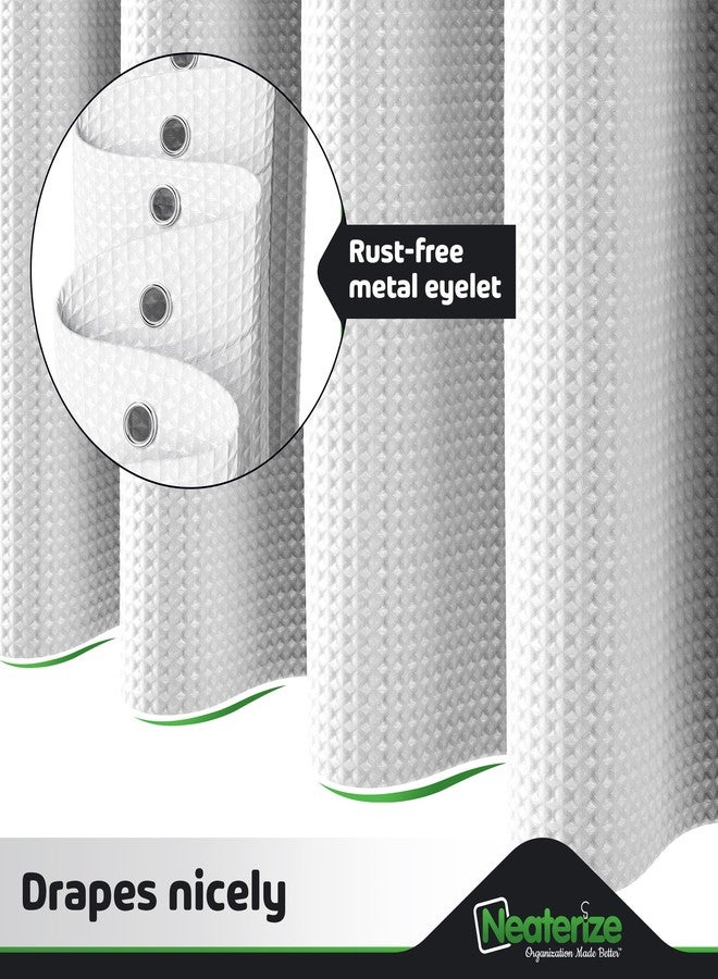 NEATERIZE Shower Curtain White - Hotel Style Shower Curtains for Bathroom with Waffle Design, 72x72 Inches - White Fabric Shower Curtain - Cortinas de Baño Elegantes - Image 4