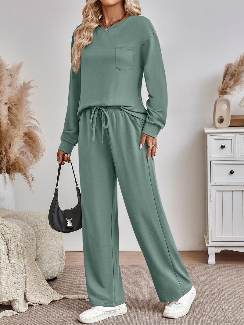 AUTOMET Womens Sweatsuits 2 Piece Lounge Matching Outfits Sweat Sets Tracksuit Travel Sweatshirts Fall Fashion Clothes 2026 Comfy Loungewear Pajamas Soft Pjs LightGreen S - Image 3