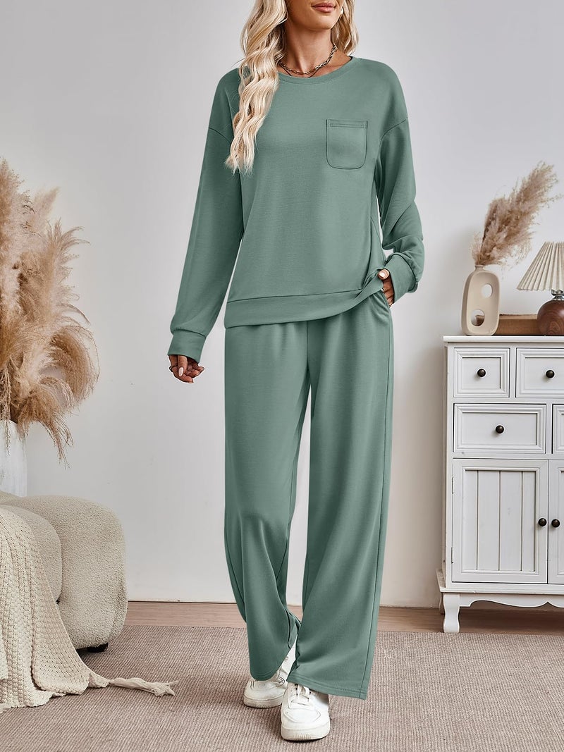 AUTOMET Womens Sweatsuits 2 Piece Lounge Matching Outfits Sweat Sets Tracksuit Travel Sweatshirts Fall Fashion Clothes 2026 Comfy Loungewear Pajamas Soft Pjs LightGreen S - Image 5