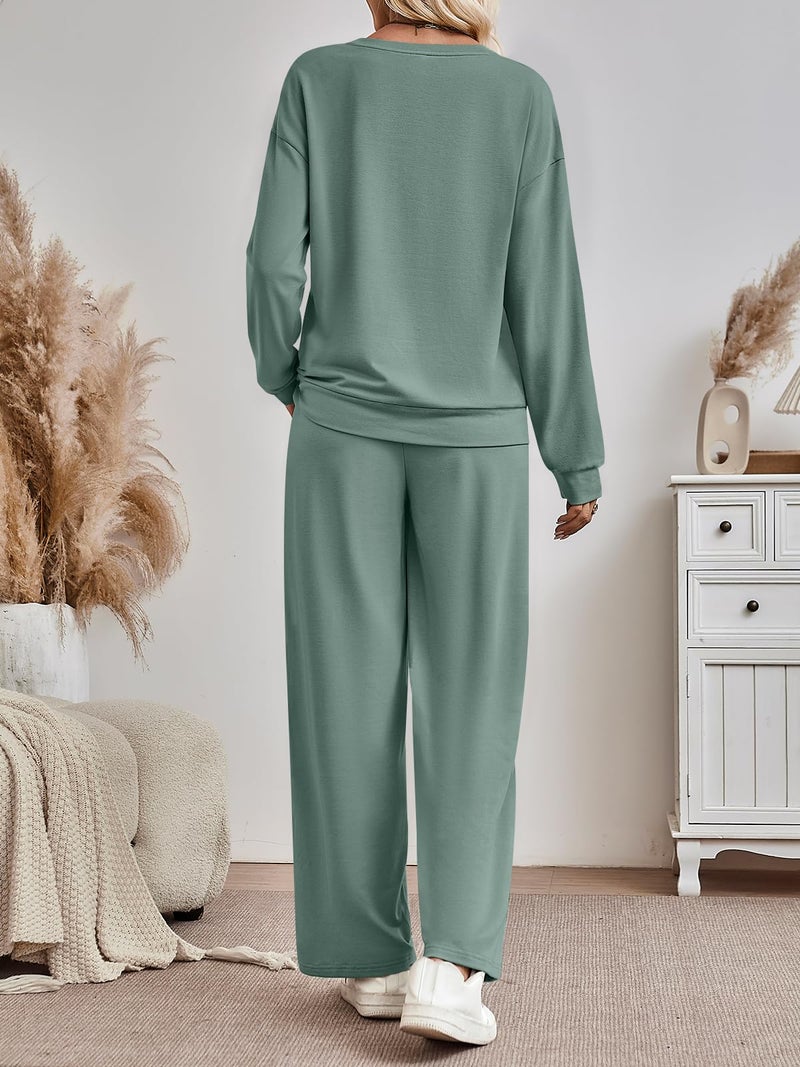 AUTOMET Womens Sweatsuits 2 Piece Lounge Matching Outfits Sweat Sets Tracksuit Travel Sweatshirts Fall Fashion Clothes 2026 Comfy Loungewear Pajamas Soft Pjs LightGreen S - Image 4