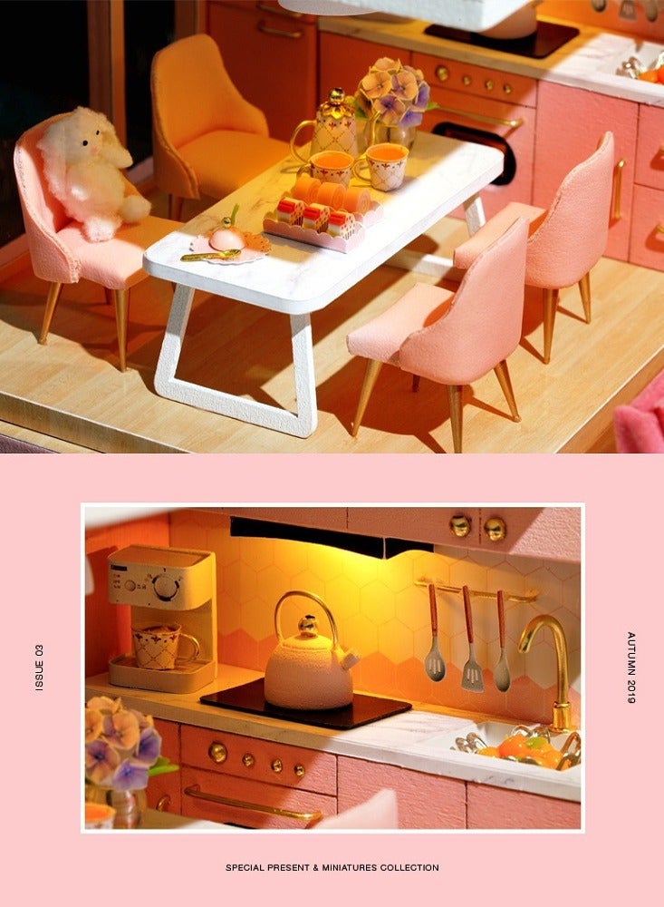 SYOSI DIY Miniature Dollhouse Kit 1:24 Scale Mini Handmade Wooden Doll House with Music Great Crafts Gift for Birthday Mother's Day Kids Teens Adults Assemble the Villa Model Gift - Image 5