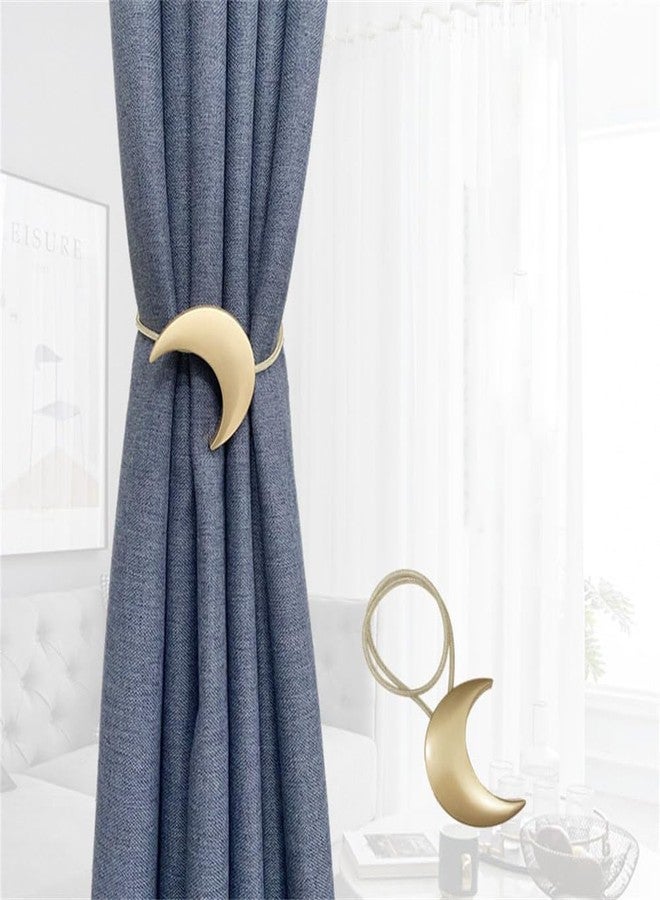 JINDIN Magnetic Curtain Tiebacks Moon, Gold Moon Curtain Tie Backs Holdbacks, Magnetic Moon Curtain Buckles Hooks Clip for Home Office Decorative (Gold Moon) - Image 3