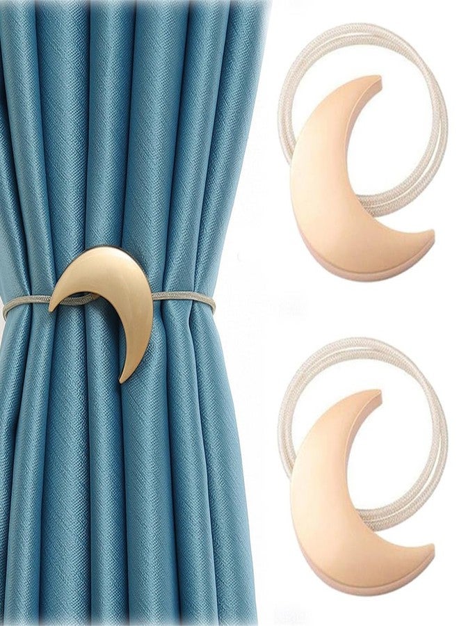 JINDIN Magnetic Curtain Tiebacks Moon, Gold Moon Curtain Tie Backs Holdbacks, Magnetic Moon Curtain Buckles Hooks Clip for Home Office Decorative (Gold Moon) - Image 1