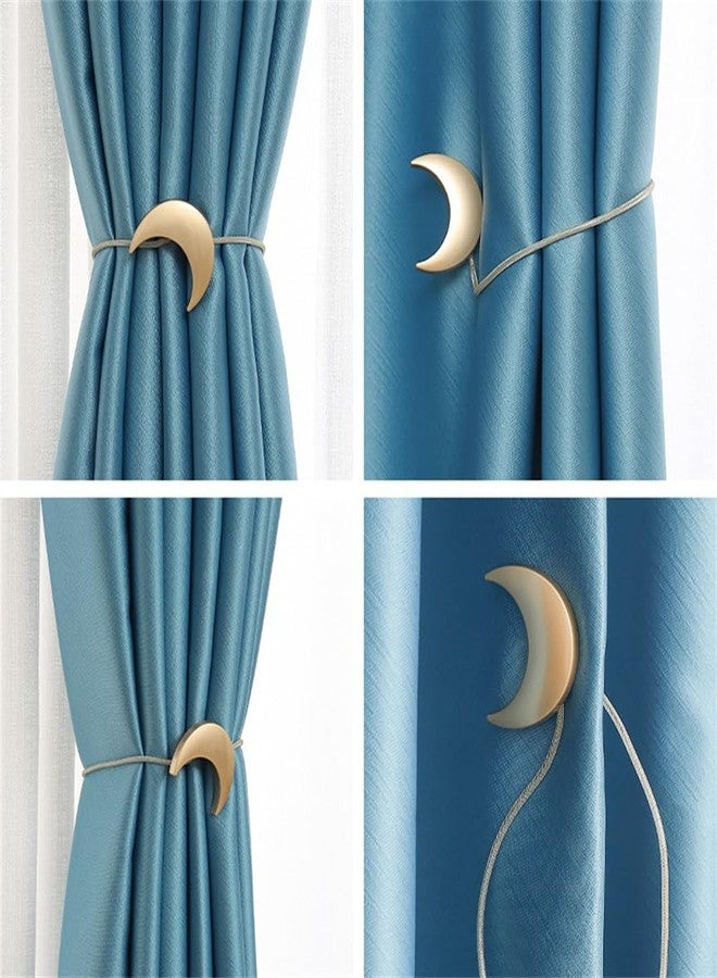 JINDIN Magnetic Curtain Tiebacks Moon, Gold Moon Curtain Tie Backs Holdbacks, Magnetic Moon Curtain Buckles Hooks Clip for Home Office Decorative (Gold Moon) - Image 2