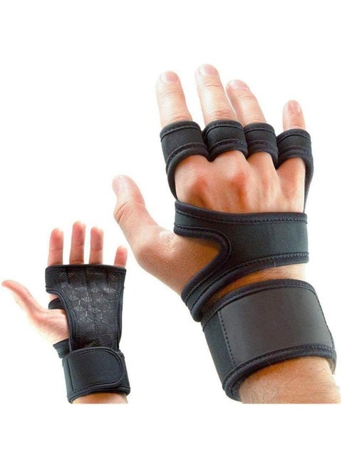 Weight Lifting Gloves with Built-In Wrist Wraps, Full Palm Protection & Extra Grip. Great for Pull Ups, Cross Training, Fitness,  Weightlifting. Suits Men & Women L