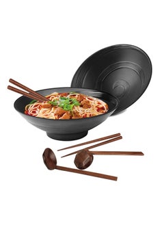 Ramen Bowls set, 2 Sets of 57-Ounce Soup Bowl Sets With Chopsticks and Spoons,Japanese Style Melamine Ramen Bowl Sets Suitable for Ramen, Pho, Noodle, Soup