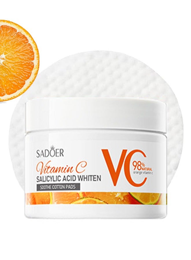SADOER Salicylic Acid Exfoliating Toner Pads, Vitamin C-Infused Face Pads for Acne Treatment & Pore Cleansing – Unblock Pores & Smooth Skin Texture ，55Pads - Image 1