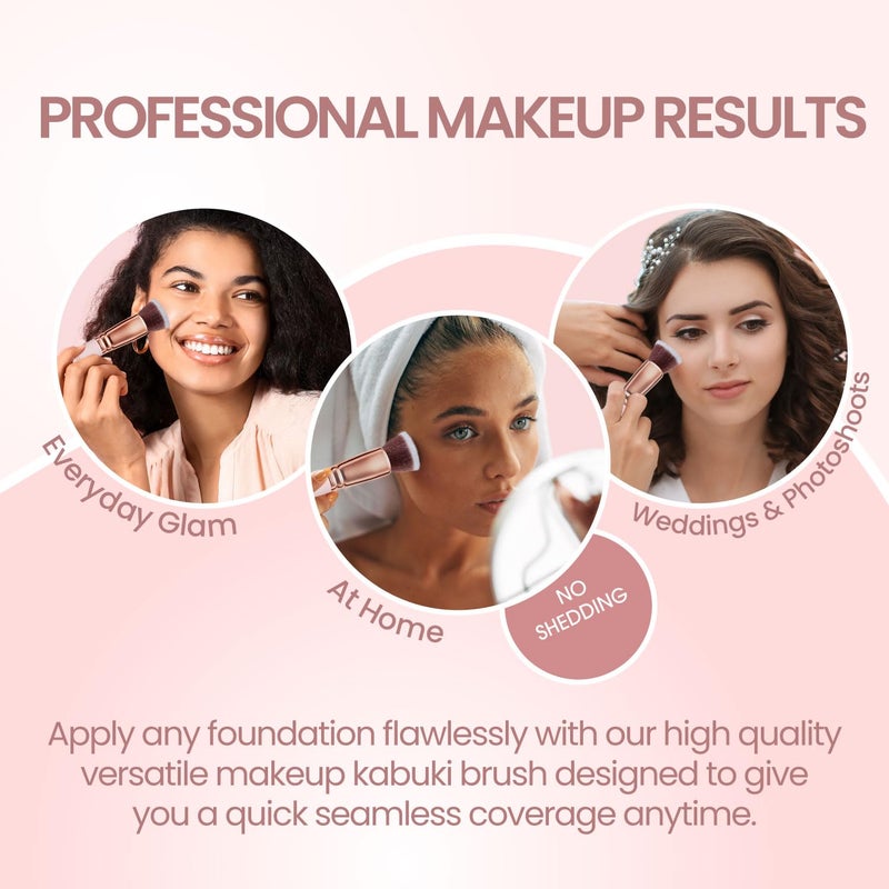 LAMORA Flat Top Versatile Multi-Purpose Foundation Brush - Soft, Cruelty-Free, Perfect for Sensitive Skin, Coverage Control & Layering, Use for Any Events or Daily Looks, For Makeup Pros & Beginners - Image 3