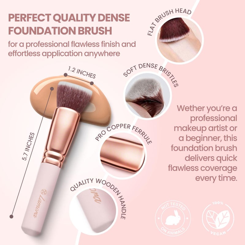 LAMORA Flat Top Versatile Multi-Purpose Foundation Brush - Soft, Cruelty-Free, Perfect for Sensitive Skin, Coverage Control & Layering, Use for Any Events or Daily Looks, For Makeup Pros & Beginners - Image 2