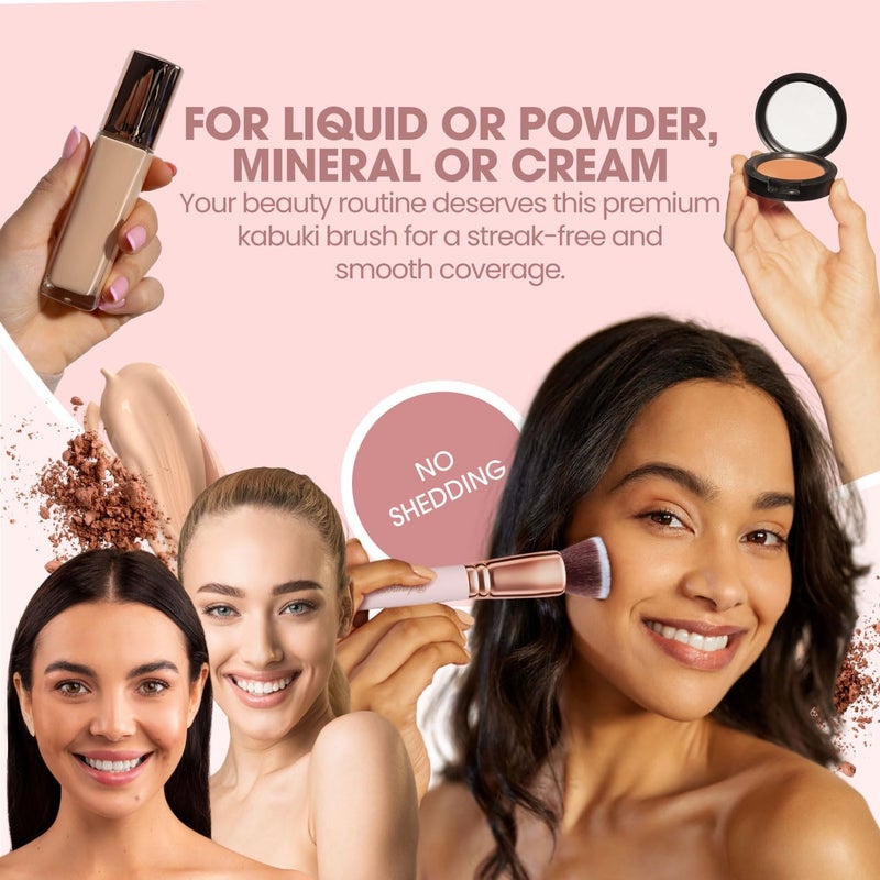 LAMORA Flat Top Versatile Multi-Purpose Foundation Brush - Soft, Cruelty-Free, Perfect for Sensitive Skin, Coverage Control & Layering, Use for Any Events or Daily Looks, For Makeup Pros & Beginners - Image 5