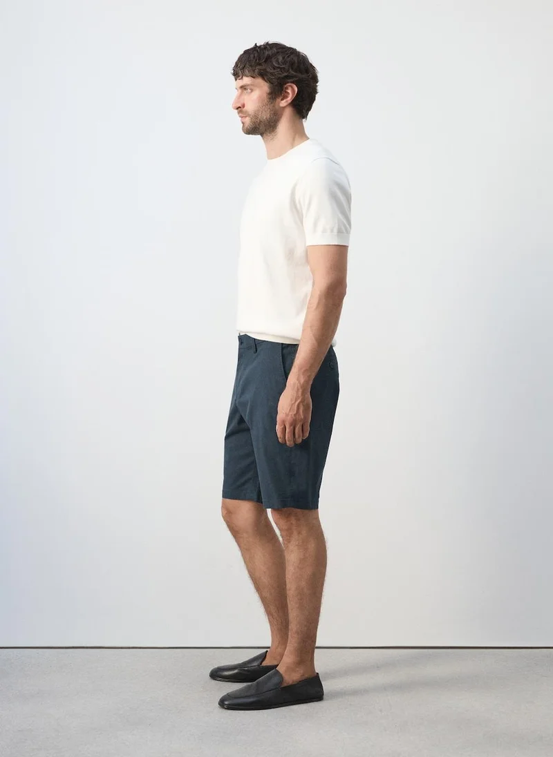 Mango Man 56-NAVY Slim-Fit Chino Cotton Bermuda Shorts for Men | Best Price UAE
