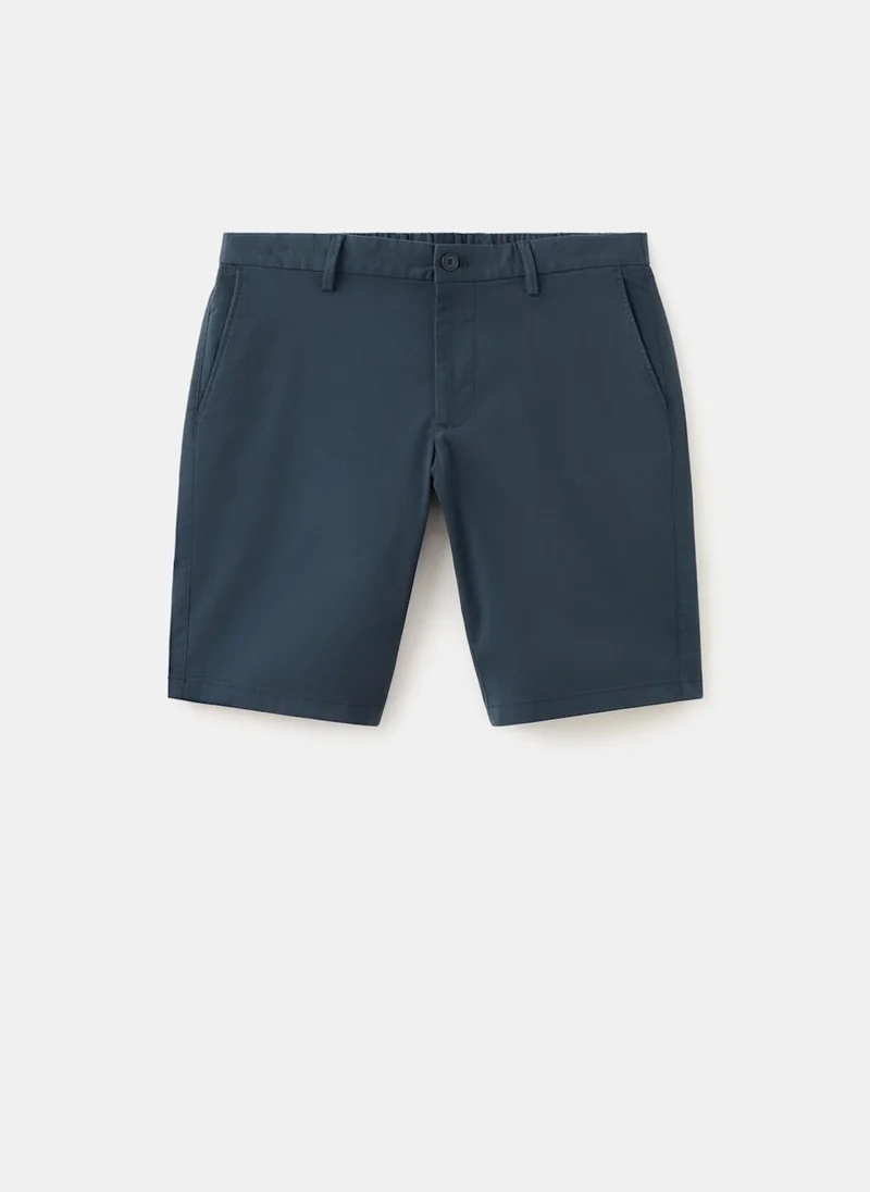 Mango Man 56-NAVY Slim-Fit Chino Cotton Bermuda Shorts for Men | Best Price UAE