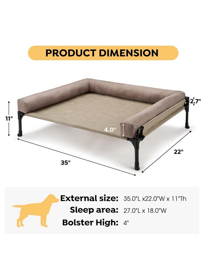 Veehoo Elevated Raised Dog Bed-Cooling Outdoor Dog Cot Bed for Large Sized Dogs Three-Sided Fence Raised Pet Cot with Mesh &No-Slip Feet Dog Hammock Bed with Removable Bolster-35 x 22" Beige Coffee - pzsku/ZF3A089525602715F8536Z/45/_/1737031401/1f33387f-765b-4cdb-8c56-94435243a27b