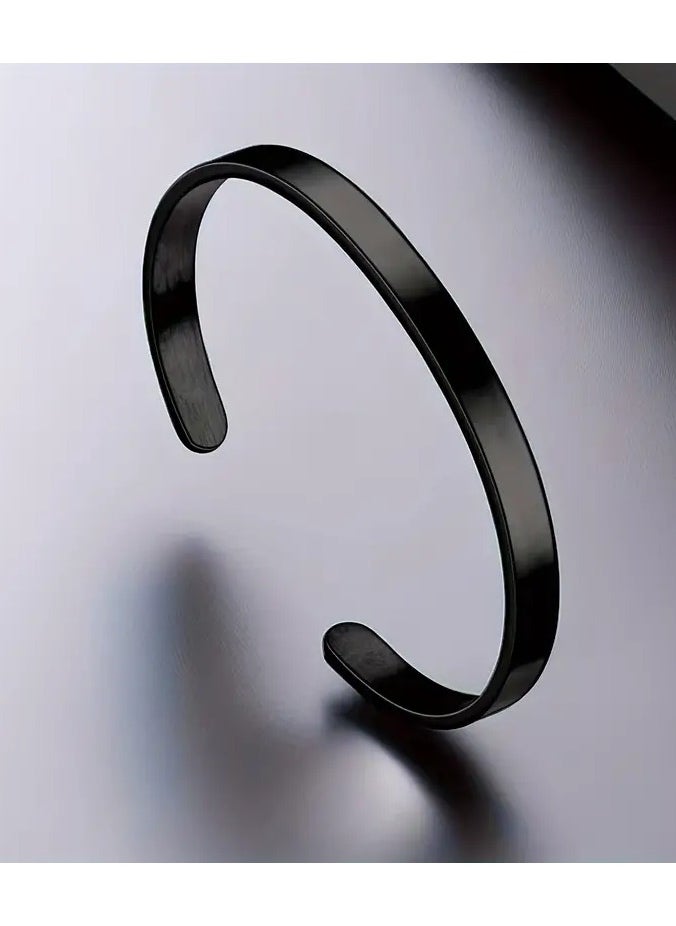 Goolsky - 1pc European And American Best-selling All-match Stainless Steel Open Glossy Bracelet Sexy C-shaped Bracelet - Image 1