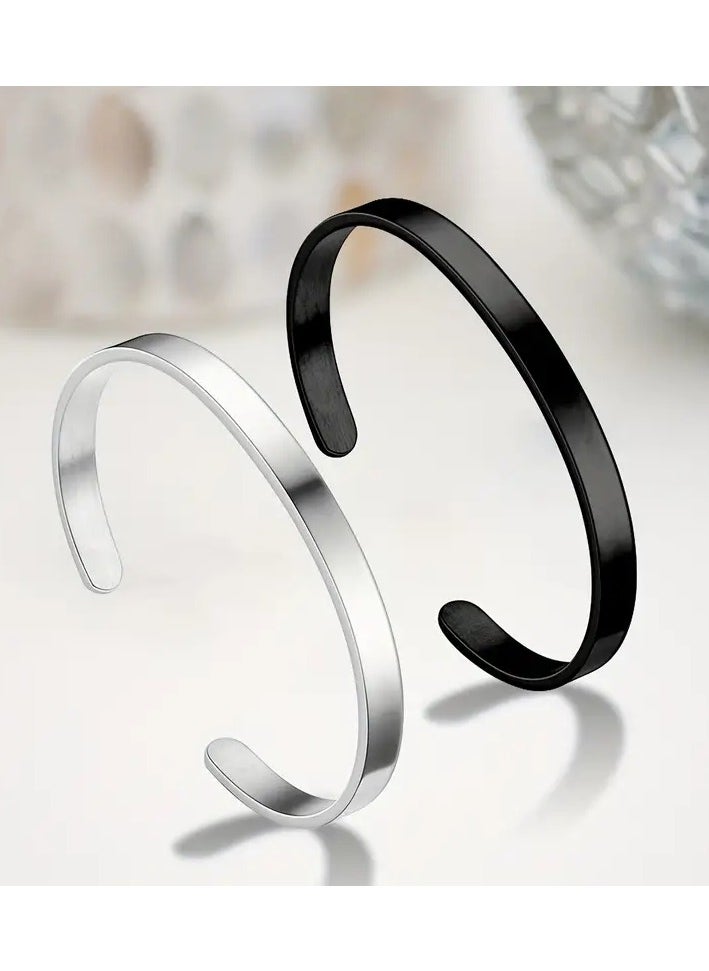 Goolsky - 1pc European And American Best-selling All-match Stainless Steel Open Glossy Bracelet Sexy C-shaped Bracelet - Image 1
