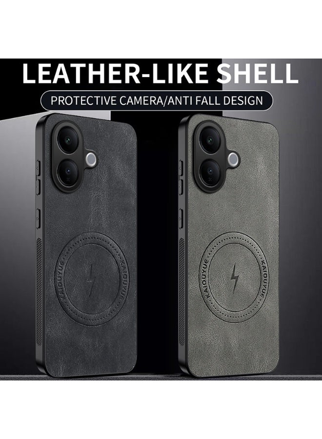 Youque for vivo V60 Lite Magnetic PU Leather Phone Case, Compatible with vivo V60 Lite Luxury Super Light Phone Back Cover Black - Image 2